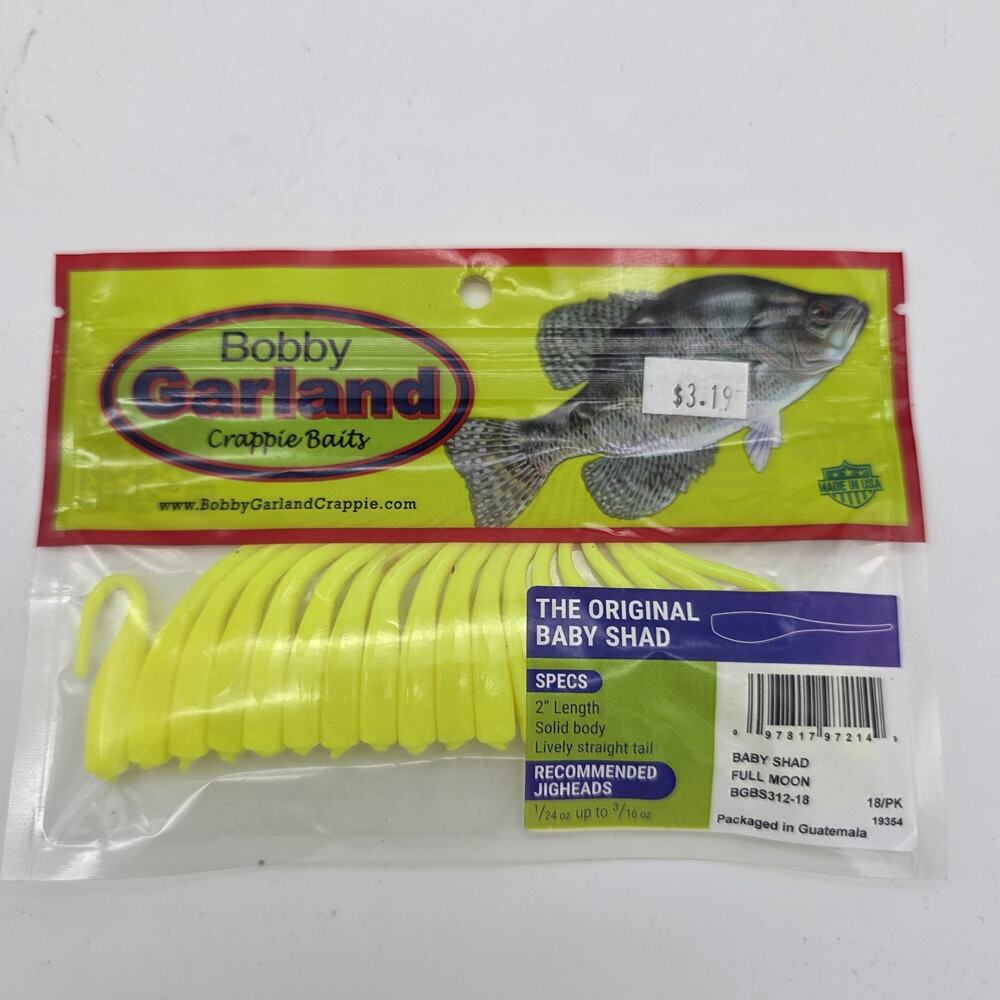 Bobby Garland Baby Shad Full Moon 2” Crappie Baits Lot of 6 New 108 Total